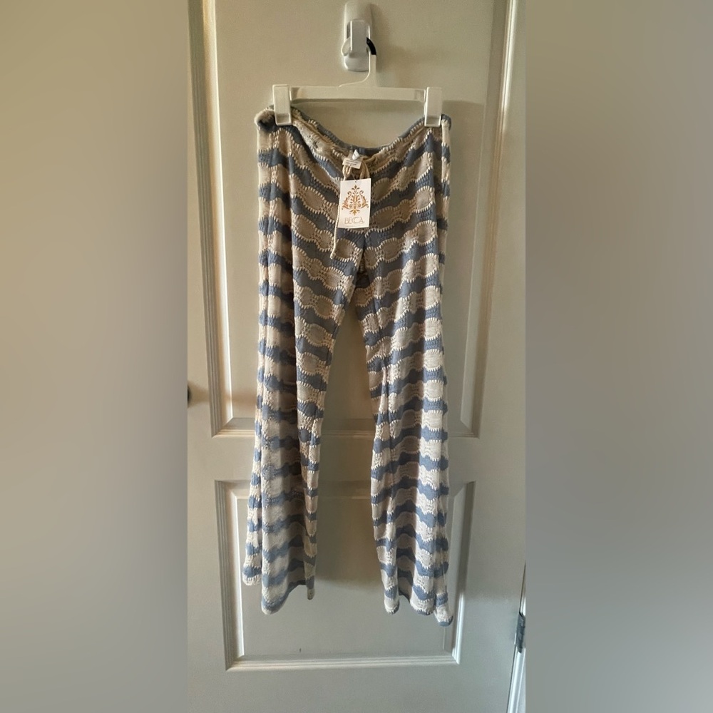 Becca Swim Blue and White Swim Cover Up Pants